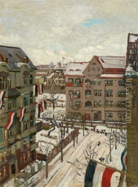 Winterliche Strasenszene Oil Painting - Fritz Rhein
