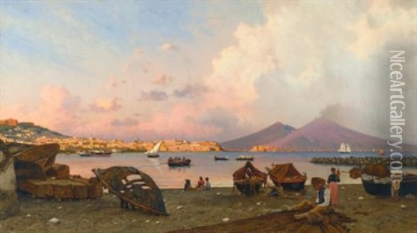 The Bay Of Naples Oil Painting - Friedrich Nerly the Younger