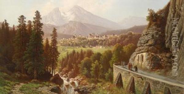 View Of Berchtesgaden Oil Painting - Wilhelm Theodor Nocken