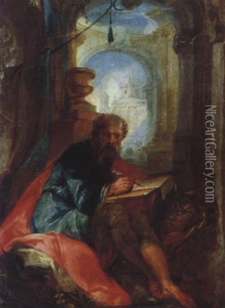 Der Evangelist Markus Schreibend Oil Painting - Johann Wolfgang Baumgartner