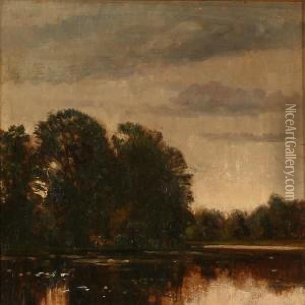 Ved Bondedammen Oil Painting - Peter Christian T. Skovgaard