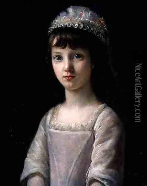 Portrait of a Girl in a Cap Oil Painting - John Camillus Hone