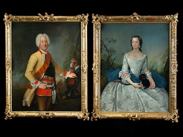 Portrait Als Wilhelm Dietrich Freiherr Von Buddenbrok (+ Portrait Al Abigail Von Buddenbrock; Pair) Oil Painting - Antoine Pesne