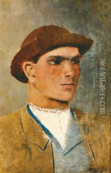 Boy-portrait Oil Painting - Laszlo Mednyanszky