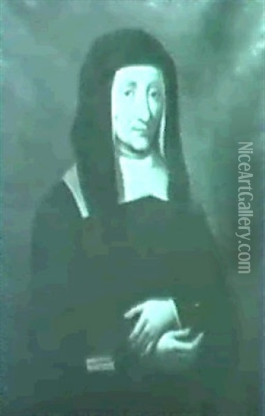 Portrait Of A Nun Holding A Small Bible Oil Painting - John Genin