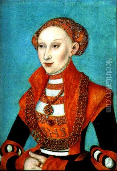 Portrait Of Sibylle Von Cleve, Electress Of Saxony Oil Painting - Lucas Cranach the Elder