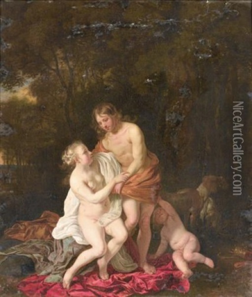Venus Et Adonis Oil Painting - Jakob van Loo