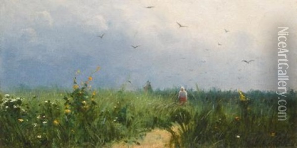 In The Field Oil Painting - Grigori Grigorievich Miasoyedov