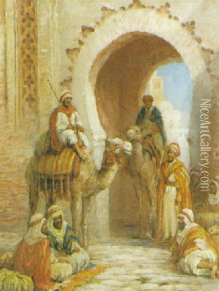 Nordafrikansk Portal Oil Painting - Arthur Trevor Haddon