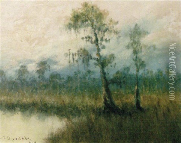 Cypress In A Swamp Oil Painting - Alexander John Drysdale