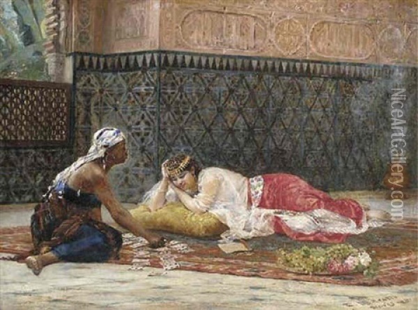 Playing Cards In The Harem Oil Painting - Filippo Baratti