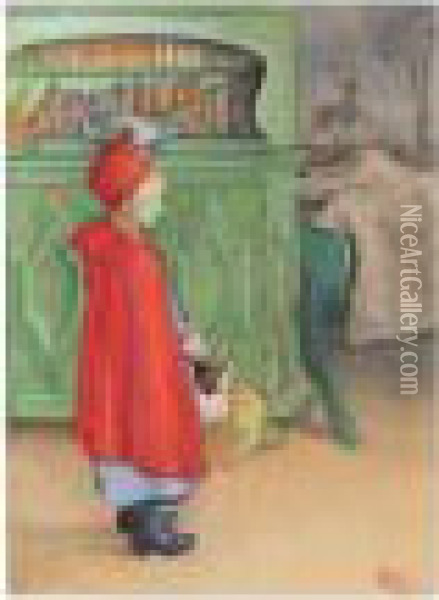 Rodkappan (red Riding Hood) Oil Painting - Carl Larsson