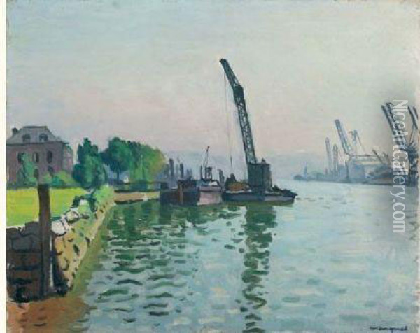 Le Port De La Bouille, Pres De Rouen Oil Painting - Albert Marquet