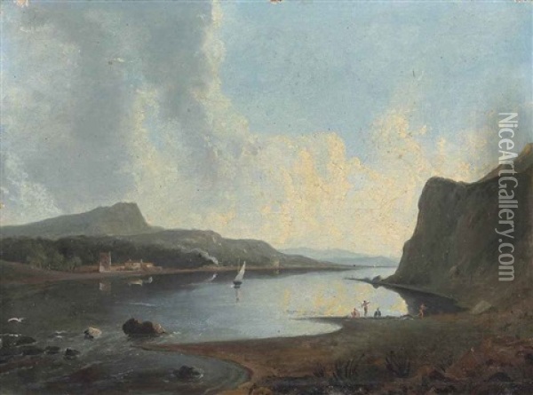 A View Of The Isle Of Eigg With The Scurr Of Eigg In The Distance Oil Painting - William Daniell