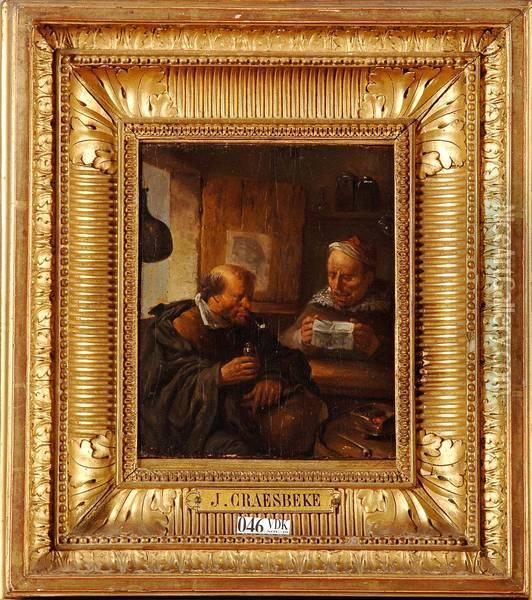 La Conversation Oil Painting - Joos van Craesbeeck