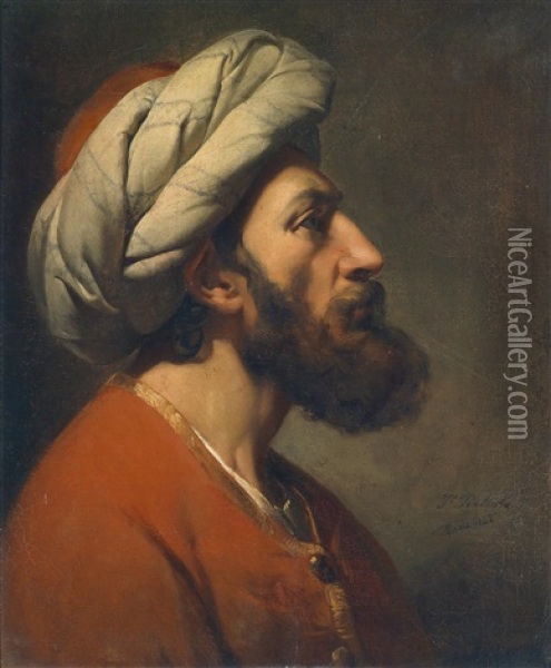 Kopf Eines Orientalen Oil Painting - Jean-Francois Portaels