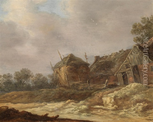 A Dune Landscape With Cottages Oil Painting - Pieter De Molijn