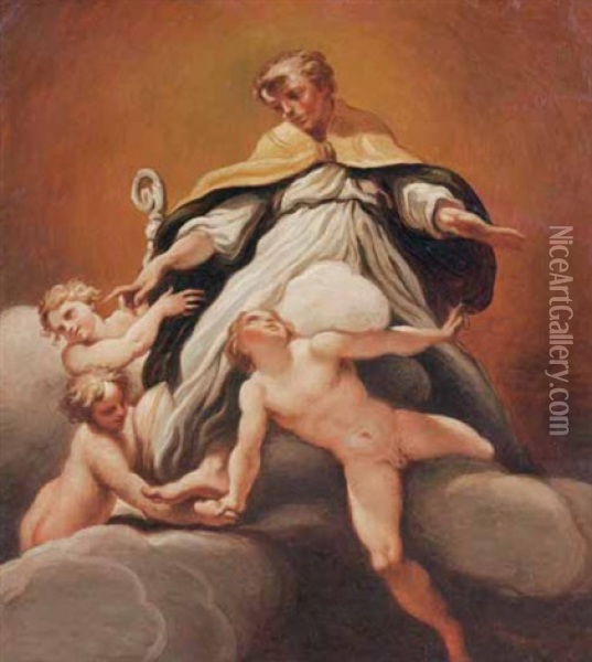 Sant'ilario (after Correggio) Oil Painting - Felice Giani