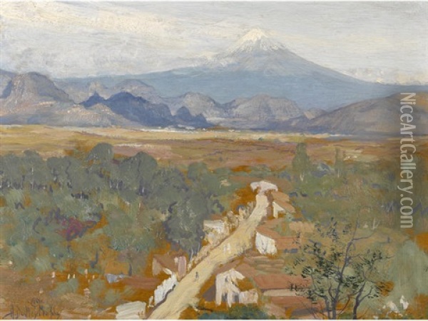 El Popo (popocatepetl) From Cortes Palace Oil Painting - Hermann Dudley Murphy