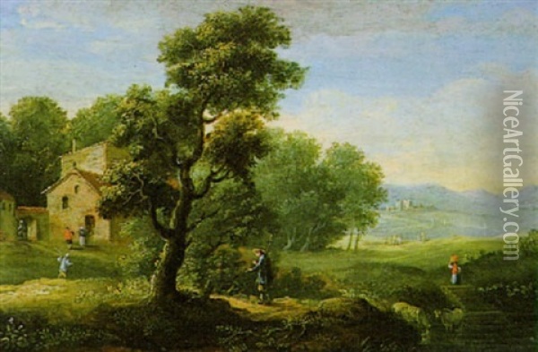 Bewaldete Landschaft Mit Rastenden Oil Painting - Joris van der Haagen