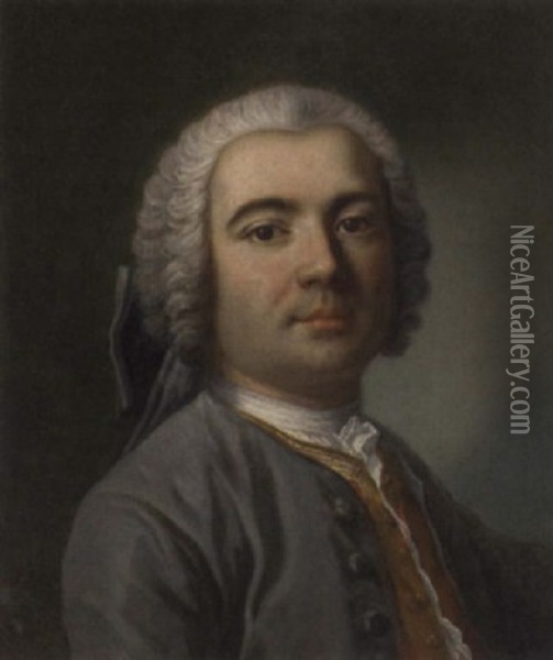 Portrait Of A Gentleman In A Grey Coat Oil Painting - Alexander Roslin