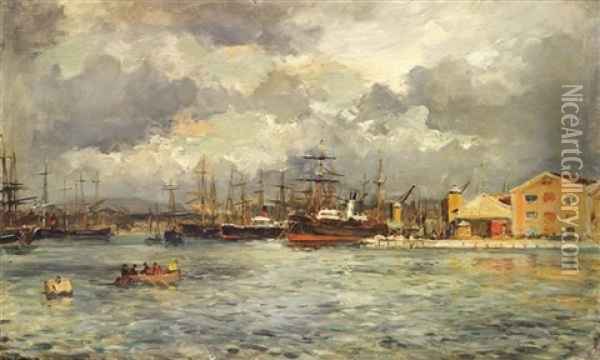 Docks De Marseille Oil Painting - Luc Raphael Ponson