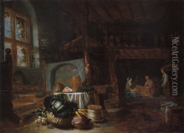 Bauerliches Interieur Oil Painting - Cornelis Saftleven