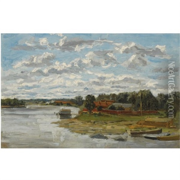 Bord De Seine Oil Painting - Felicien Joseph Victor Rops