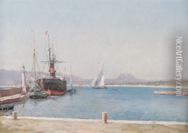 Harbor Scene Oil Painting - William Baptiste Baird