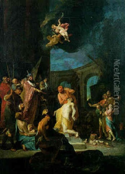 Le Martyre De Saint Lievin De Gand Oil Painting - Pierre Jean Joseph Verhaghen