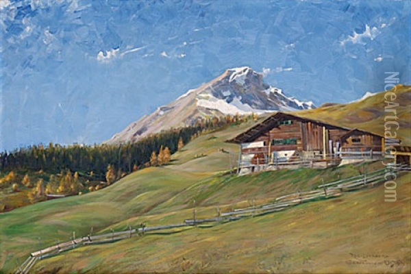 Motiv Fran Gravbunden Oil Painting - Robert Karl Lundberg