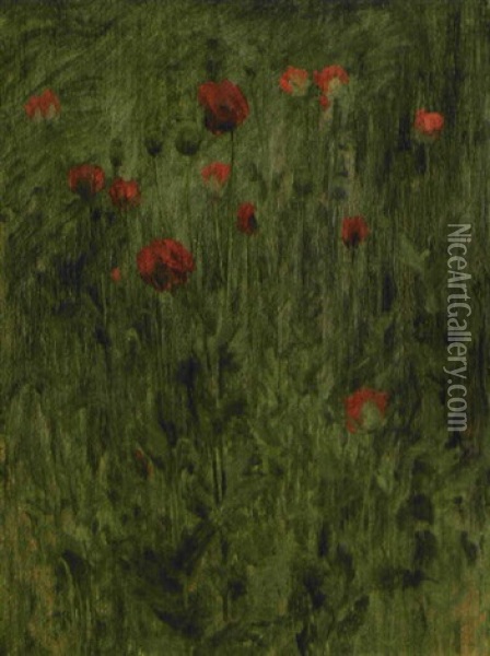 Poppy Oil Painting - Kuroda Seiki