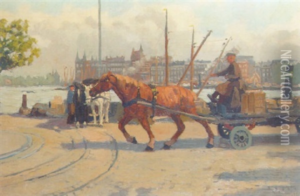 De Oude Hoofd, Rotterdam Oil Painting - Gijsbertus Johannes Van Overbeek