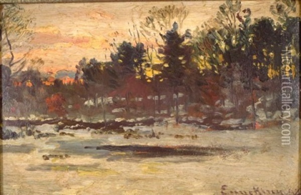 Snowy Landscape Oil Painting - John Joseph Enneking