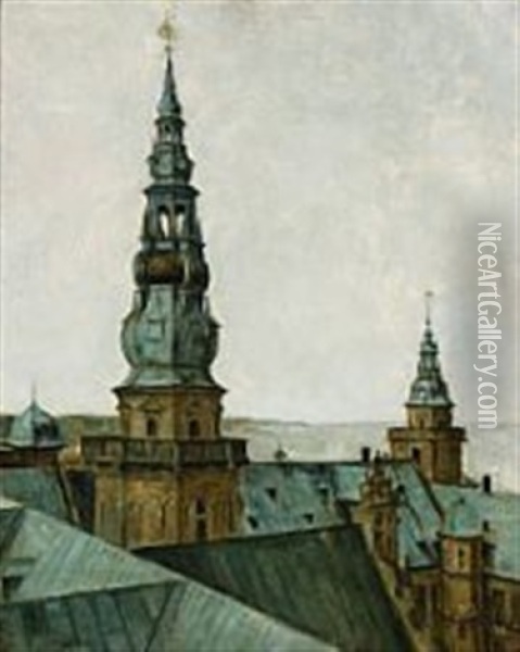 View From Kronborg Castle Oil Painting - Svend Hammershoi