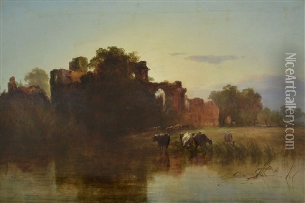 The Old Moat Oil Painting - George Augustus Williams
