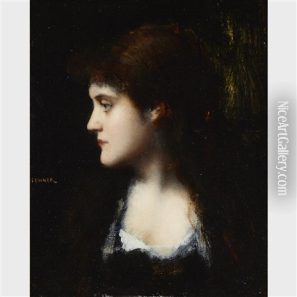 Portrait Of A Dark Haired Woman Oil Painting - Jean Jacques Henner