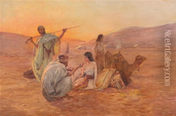 Nomaden In Der Wuste Oil Painting - Otto Pilny