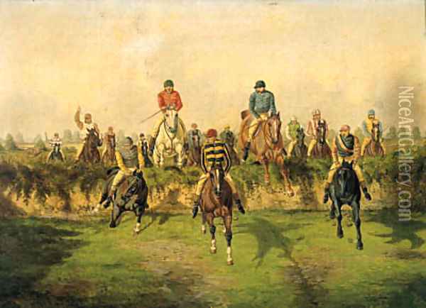 The Steeplechase Oil Painting - Benjamin Herring, Jnr.