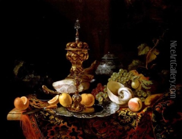 Nature Morte Aux Fruits Et Au Pokal Oil Painting - Barent (v. d. Meer) Vermeer