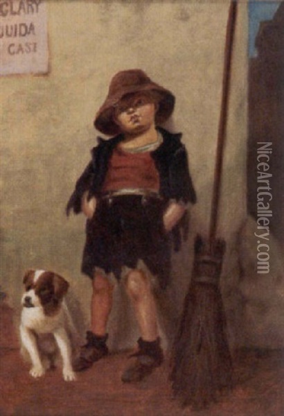Boy With Dog Oil Painting - A. Roland Knight
