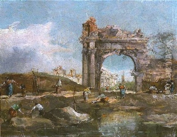 Architekturcapriccio Oil Painting - Sebastiano Cora