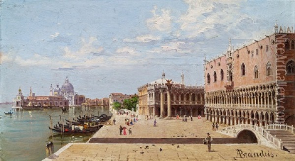 Venedig, Blick Auf Canal Grande Und Dogenpalast Oil Painting - Antonietta Brandeis