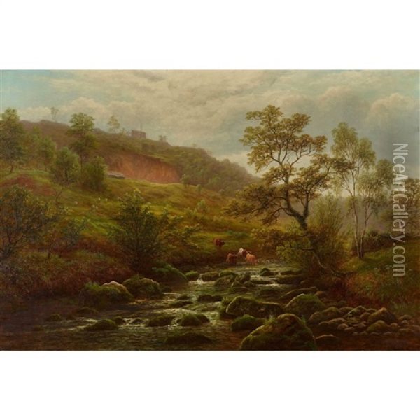 Birk Crag - From Oak Beck Near Harrogate Oil Painting - William Mellor