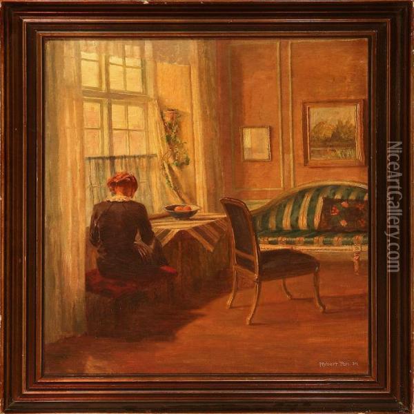 Two Drawing Roominteriors Oil Painting - Robert Panitzsch