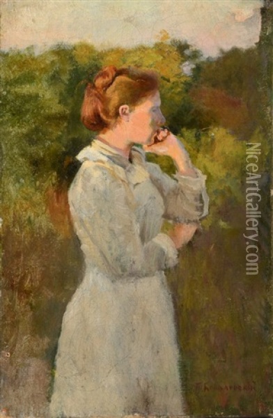 Profil De Femme Dans Un Paysage Oil Painting - Pavel Osipovich Kovalevsky