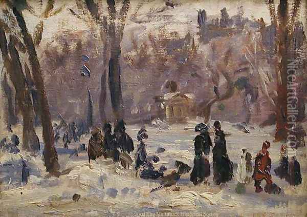 Study, Winter in the Park Oil Painting - William Glackens