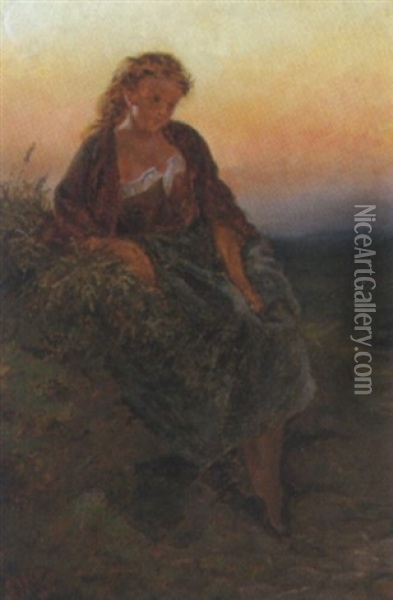 Madchen Am Meeresufer Oil Painting - Leo A. Malempre