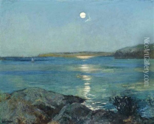 The Rising Moon Oil Painting - Julius Olsson