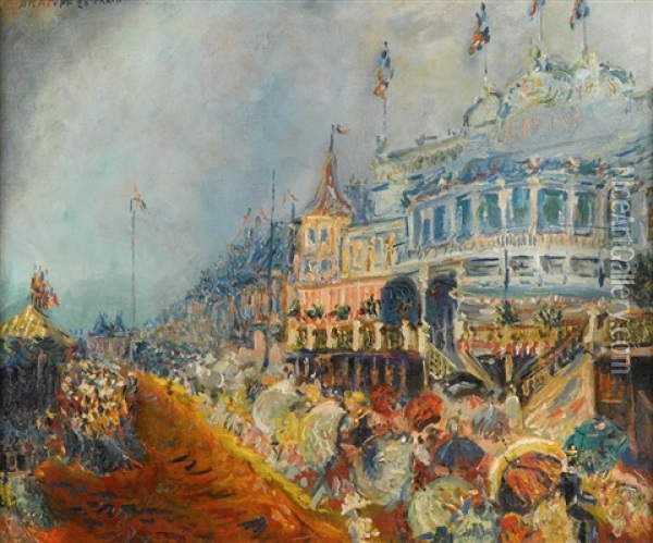 Figures Along The Promenade Oil Painting - Alexis Paul Arapov